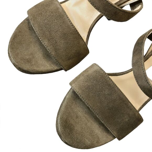 Jimmy Choo Green Suede Sandals Strappy Metallic Ankle Strap Platform Heels 36.5 - Picture 12 of 16